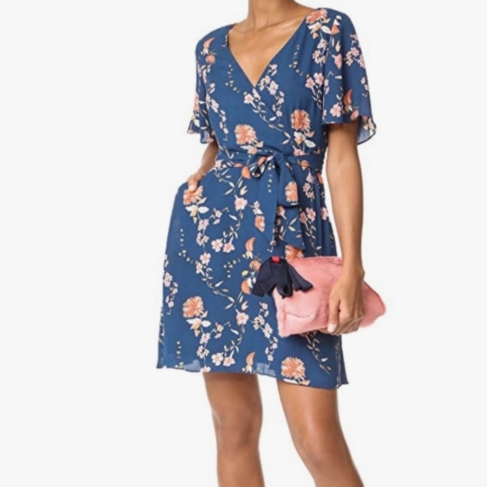 BB Dakota Laselle Cherry Blossom Flutter Sleeve Dress Size 10